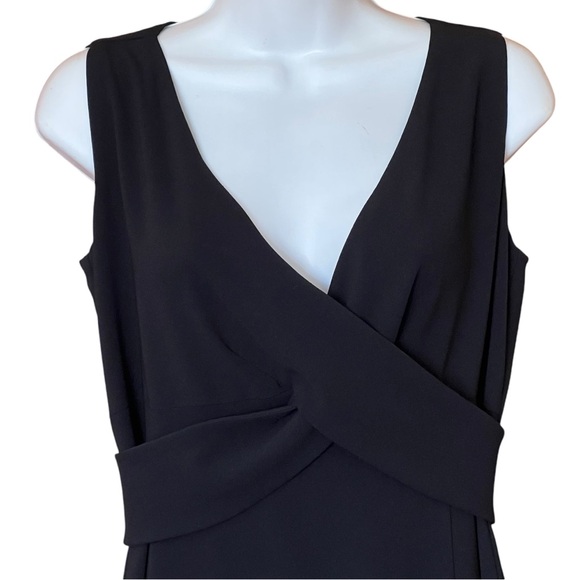 MaxMara Made In Italy Black Crepe Cross Front Sleeveless Cocktail Dress Size 8 - Picture 4 of 11